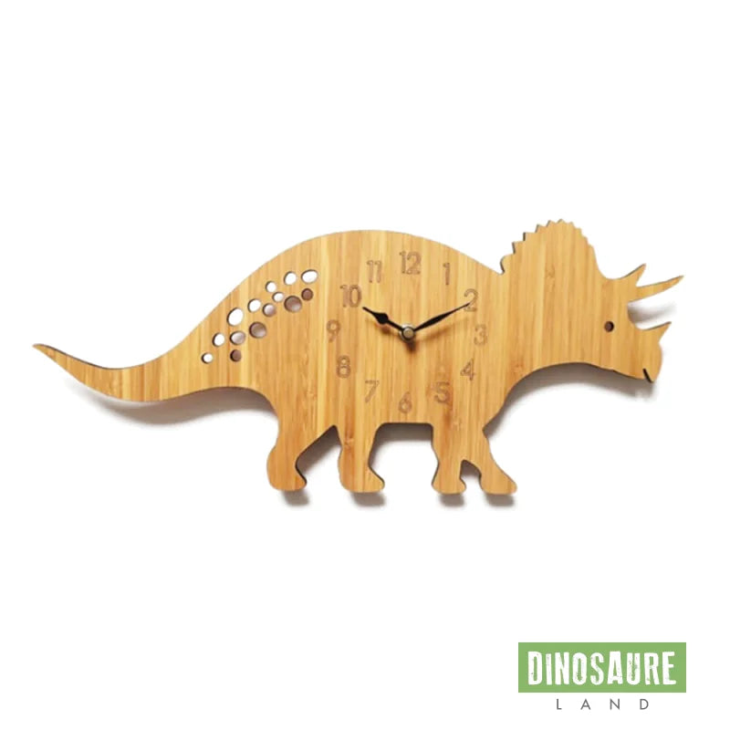 horloge bois dinosaure triceratops