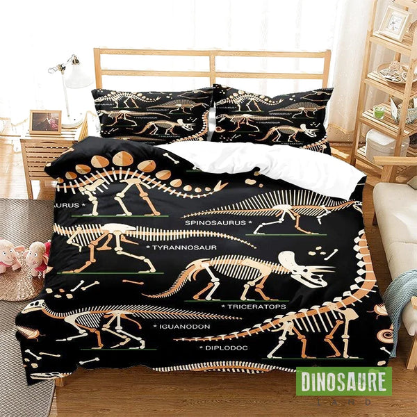 1001KDO Parure Housse De Couette 200x200 Cm Dinosaure - 100% Coton, 2 Taies 63x63 Cm - Imprimé Recto-Verso Enfants