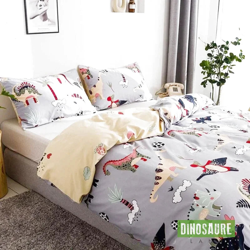 Housse de Couette Dinosaure Grise