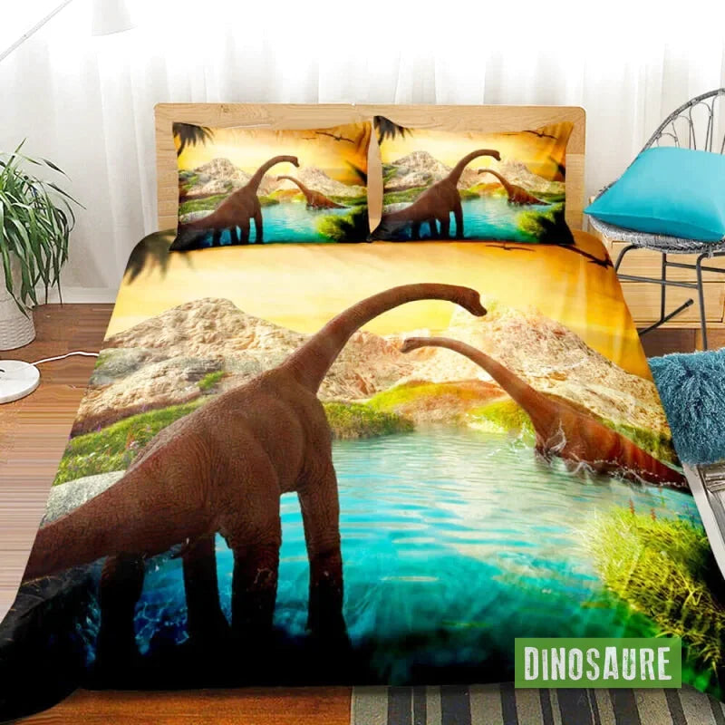 parure de lit house de couette dinosaure