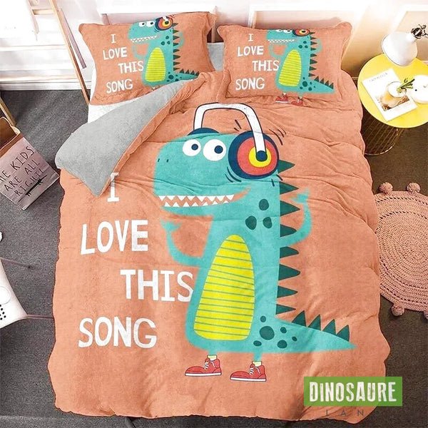 Housse de Couette Dinosaure Orange