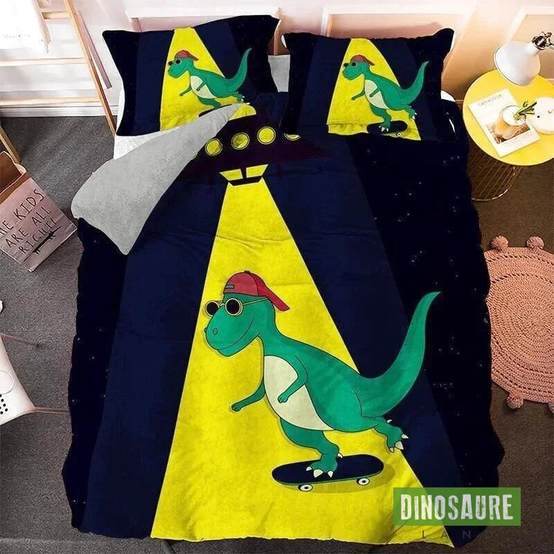 Housse de Couette Dinosaure Skateboard