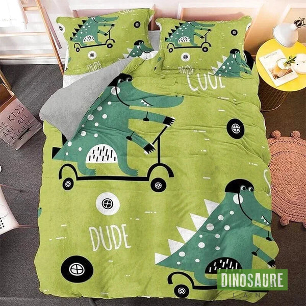 Housse de Couette Dinosaure Verte