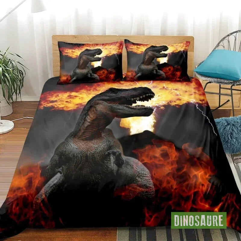 Housse de Couette Dinosaure Volcan