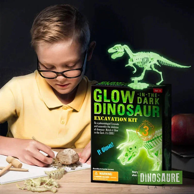 Dr. Daz - Dinosaur T-Rex Fluorescents Kit de Fouille pour Enfants-Excaver et Assembler 16 Fossiles de Dino-Jouets Educatifs pour Les 6 7 8 9 10 Ans