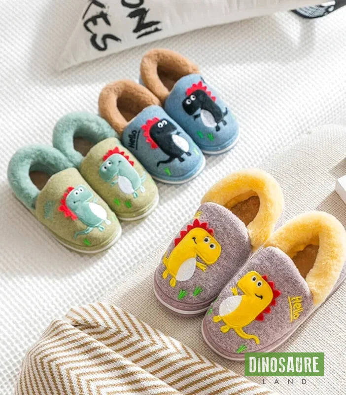 chaussons polaires dinosaure enfant