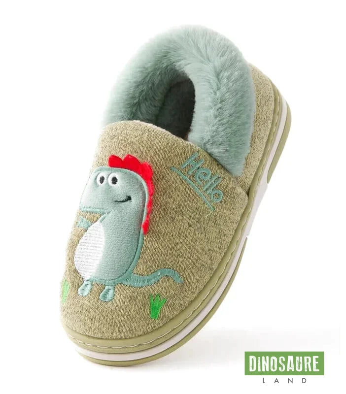 chaussons polaires dinosaure enfant