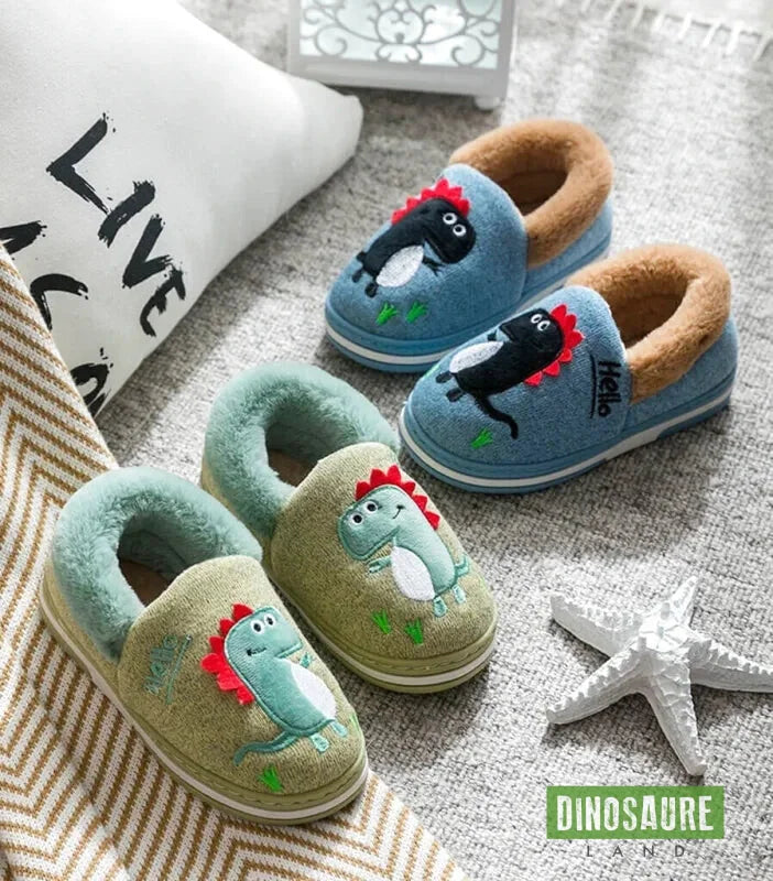 chaussons polaires dinosaure enfant