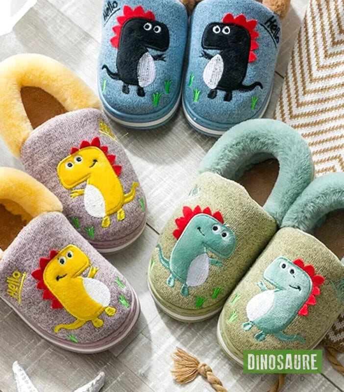 chaussons polaires dinosaure enfant