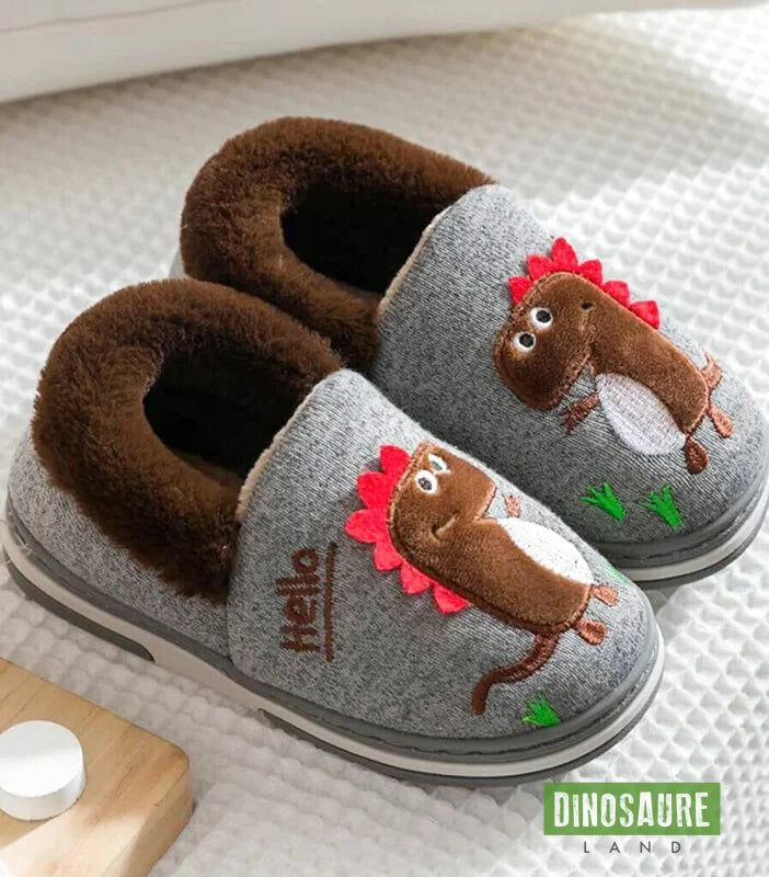 chaussons polaires dinosaure enfant