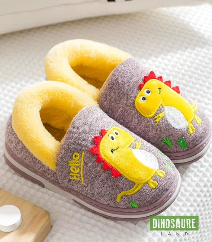 chaussons polaires dinosaure enfant