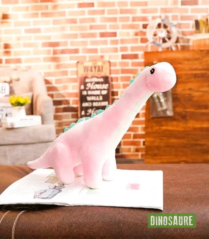 Peluche dinosaure Diplodocus Brachiosaure rose