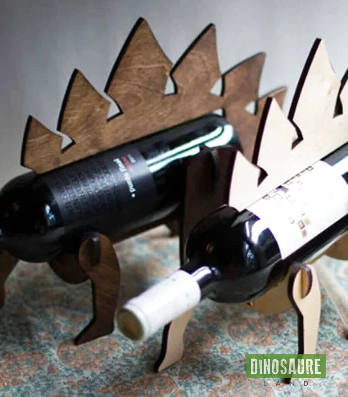 Porte bouteille de vin en bois dinosaure Stégosaure