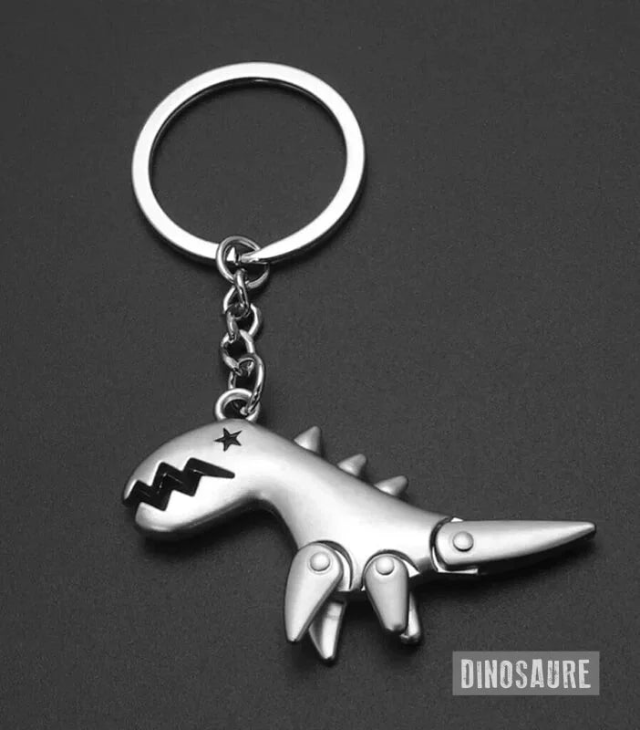 porte cle dinosaure acier argent