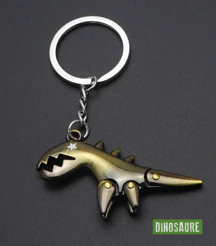 porte cle dinosaure acier chrome