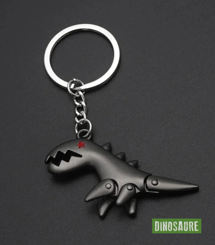 porte cle dinosaure acier noir