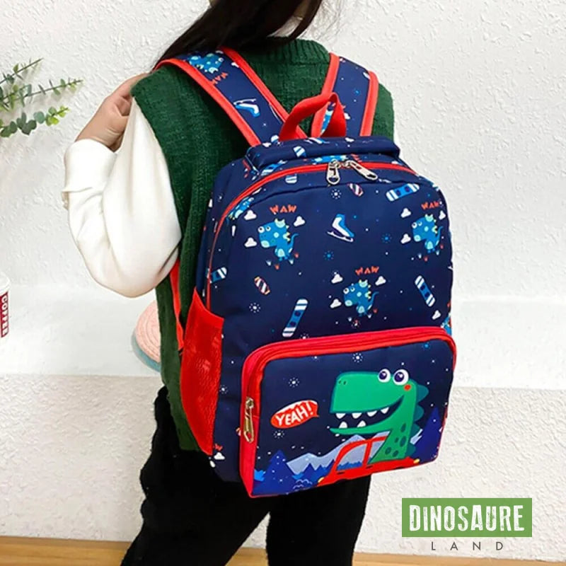 cartable sac a dos dinosaure rouge