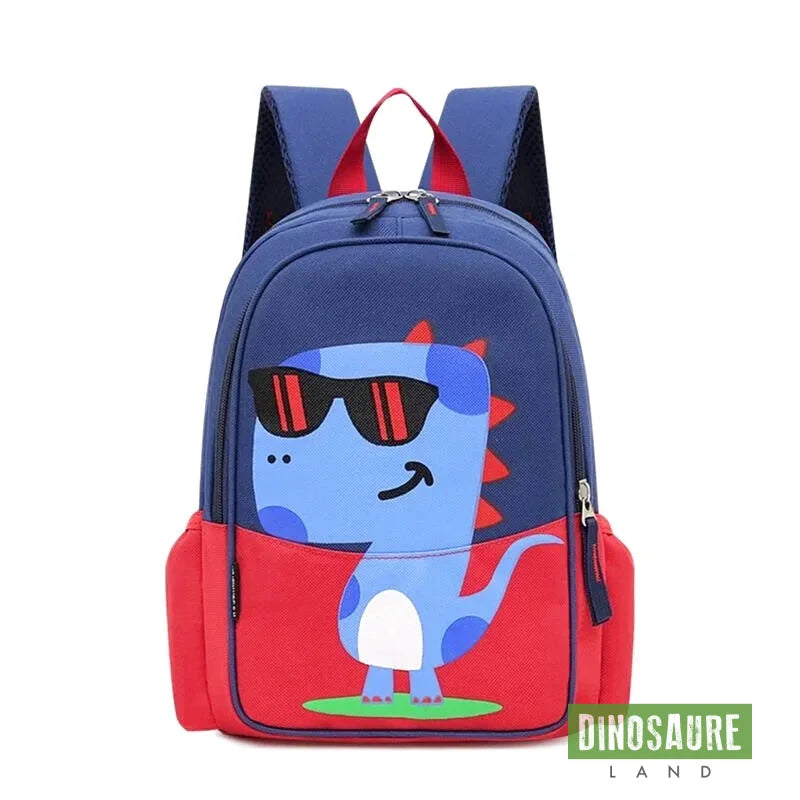 cartable dinosaure sac a dos bleu rouge