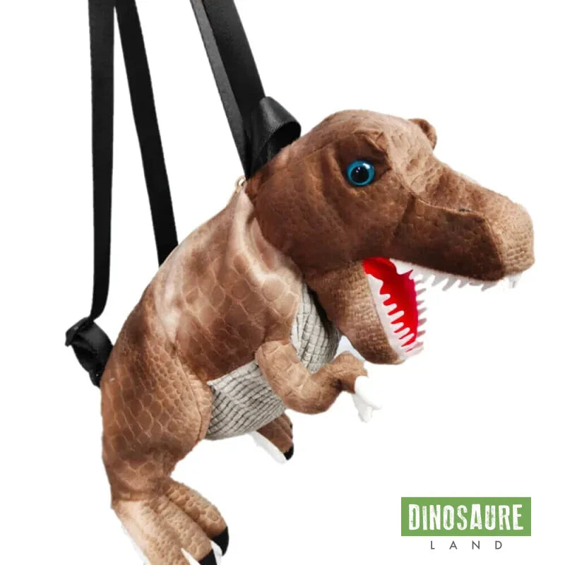 cartable dinosaure peluche marron