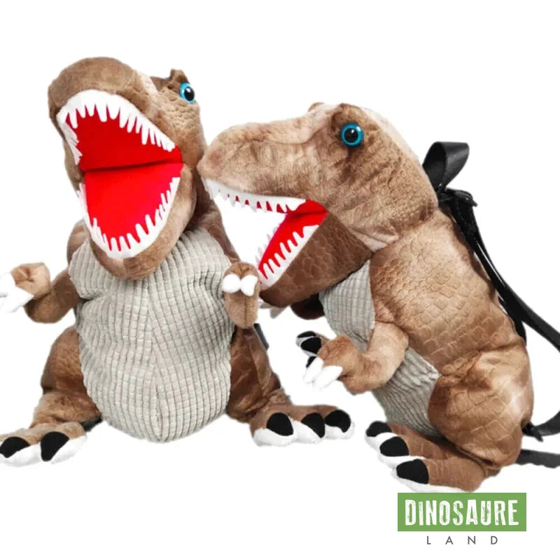 cartable dinosaure peluche marron