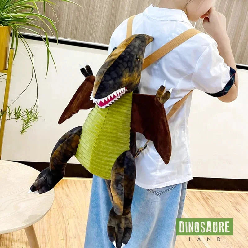 cartable sac a dos dinosaure pterodactyl marron