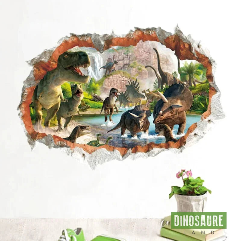 sticker autocollant mural dinosaure