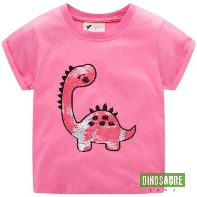 T-Shirt à Paillettes Dinosaure