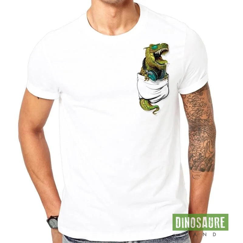 T Shirt Blanc Dinosaure