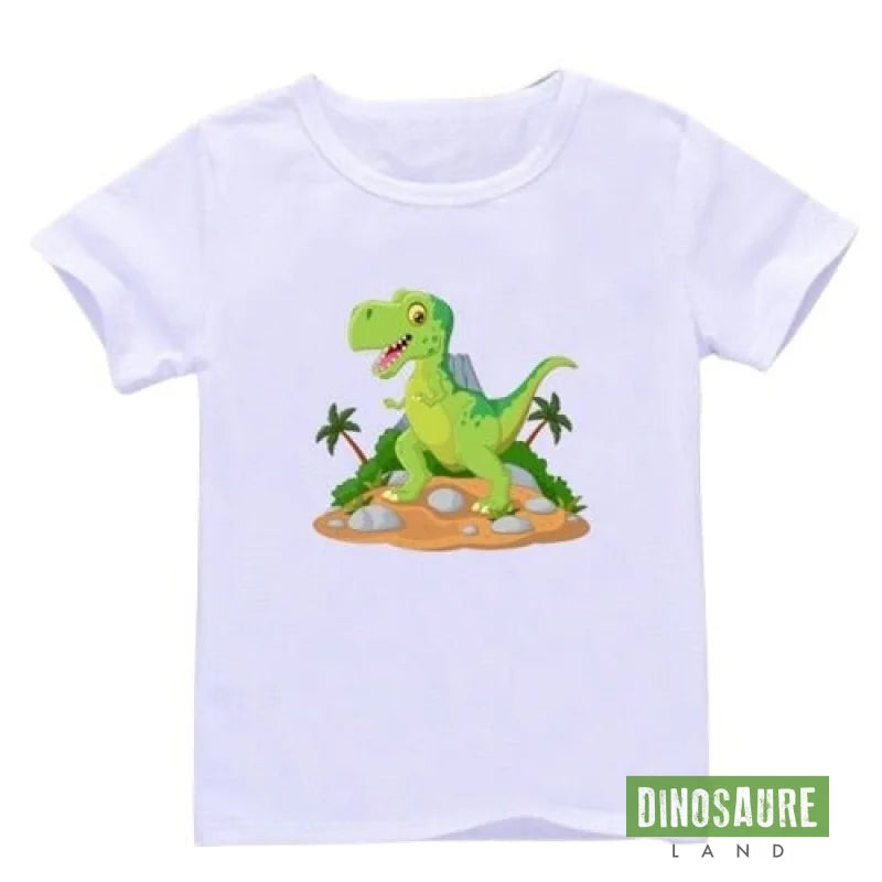 Tee Shirt Blanc Expedition Dinosaure
