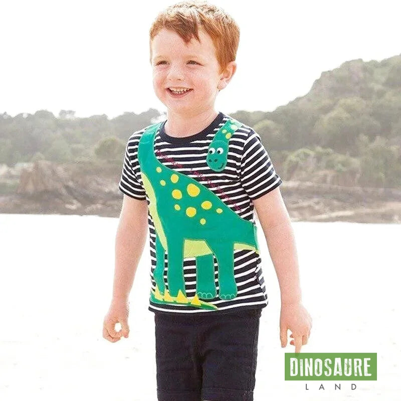 T-Shirt Dinosaure Diplodocus Marinière