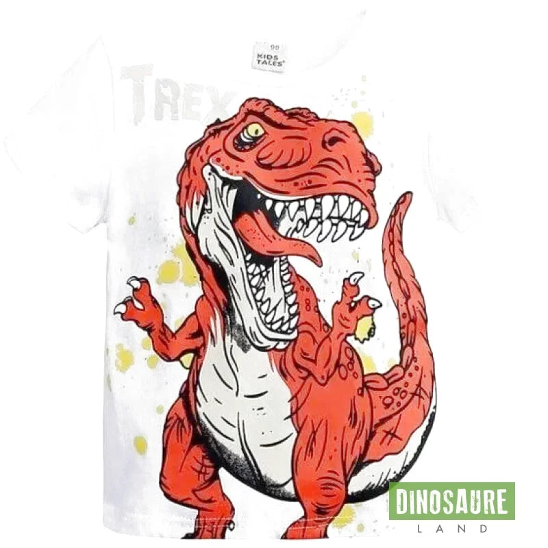 T-shirt Dinosaure Monstre T-Rex - blanc