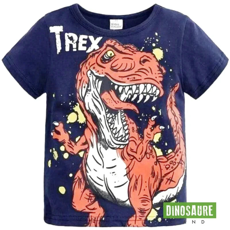 T-shirt Dinosaure Monstre T-Rex - bleu marine