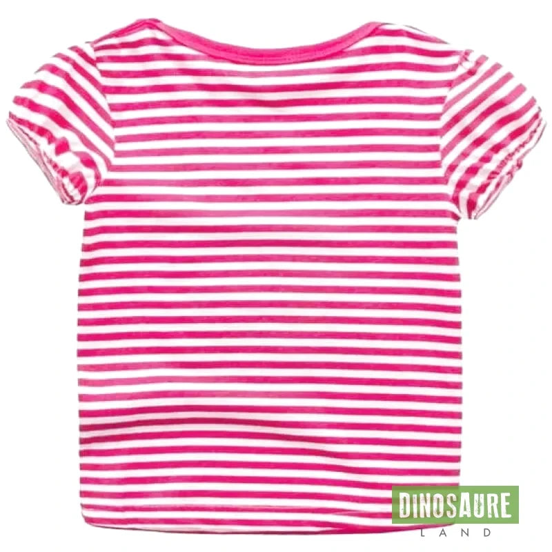 T-Shirt Dinosaure Pour Fille Rayé