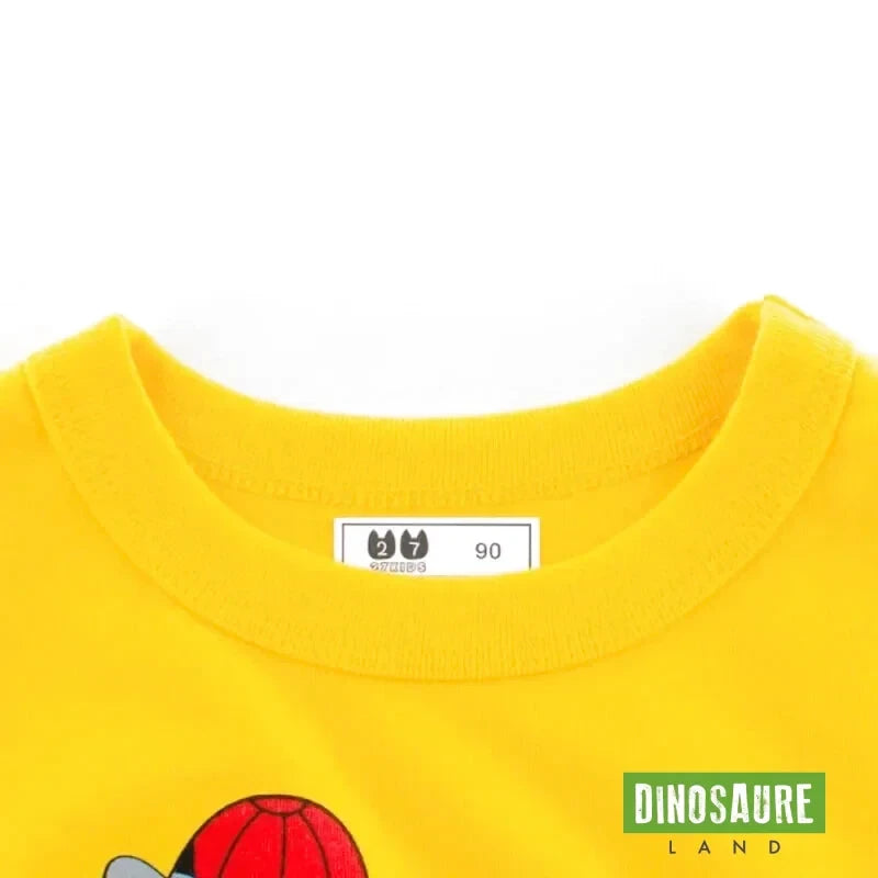 T-shirt dinosaure T-Rex Skateur Jaune