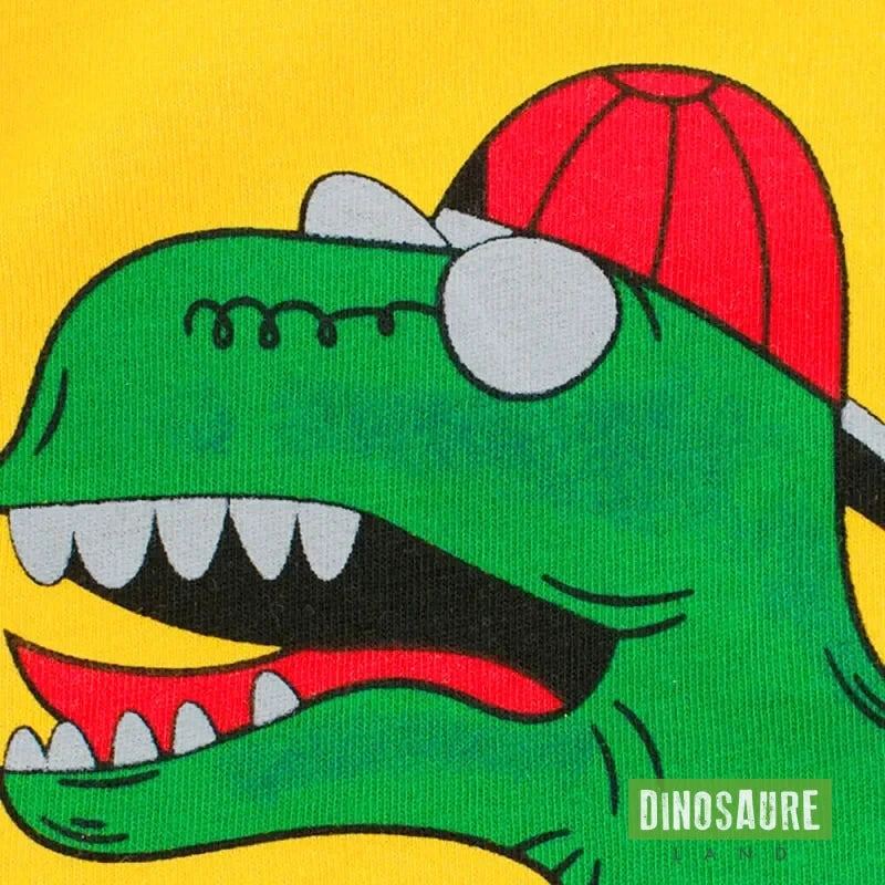 T-shirt dinosaure T-Rex Skateur Jaune