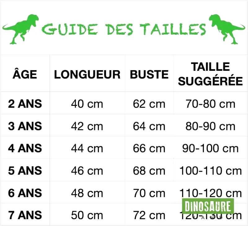 T-Shirt Dinosaure Taille T Rex