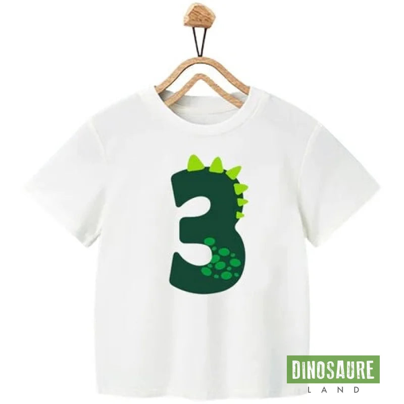 T-Shirt Garçon Anniversaire 3 Ans Dinosaure
